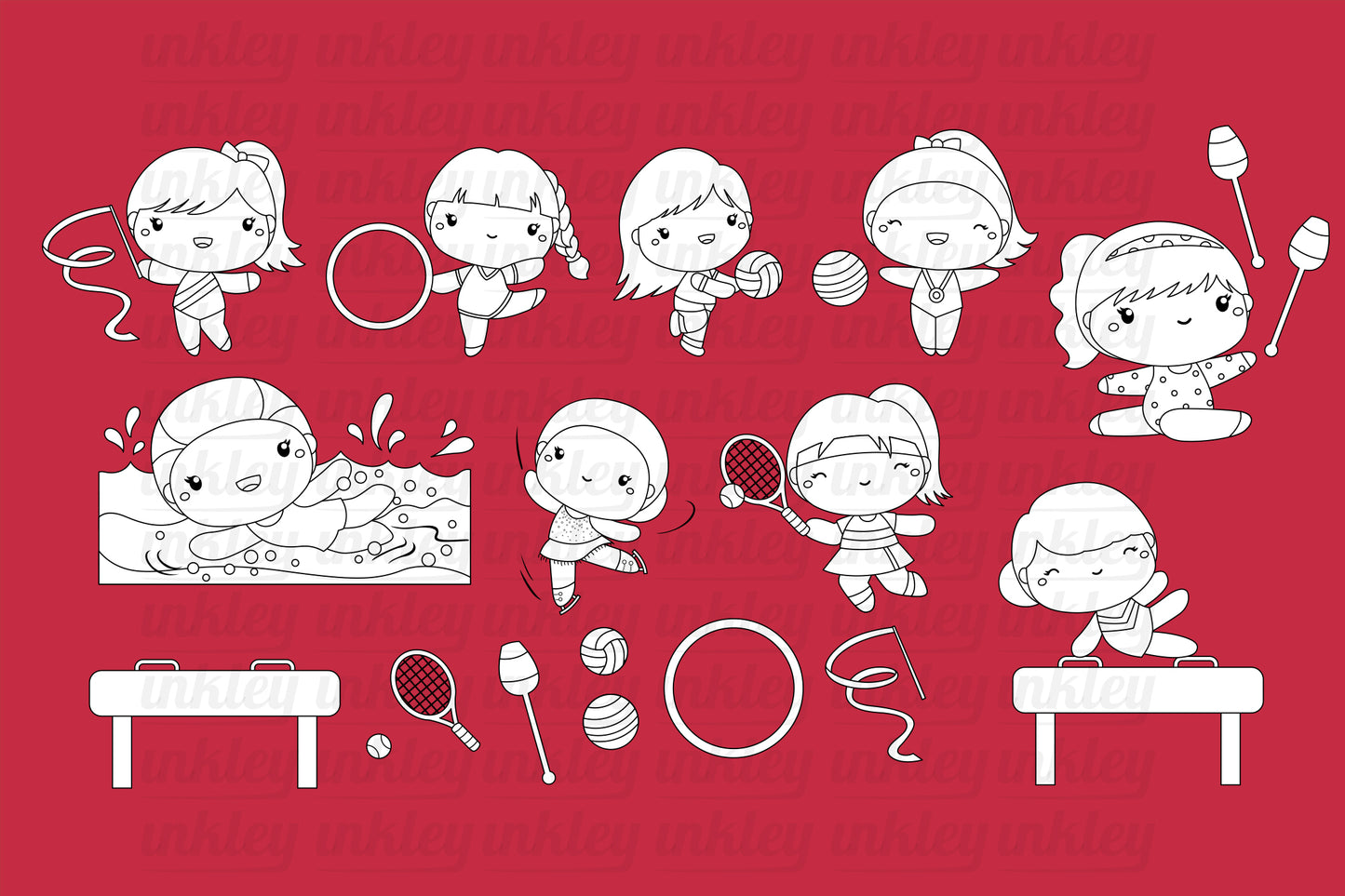 Girl Sports Clipart - Healthy Exercise Clip Art Coloring