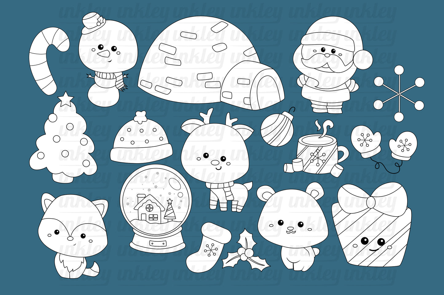 Cute Christmas Clipart - Santa Claus Clip Art Coloring