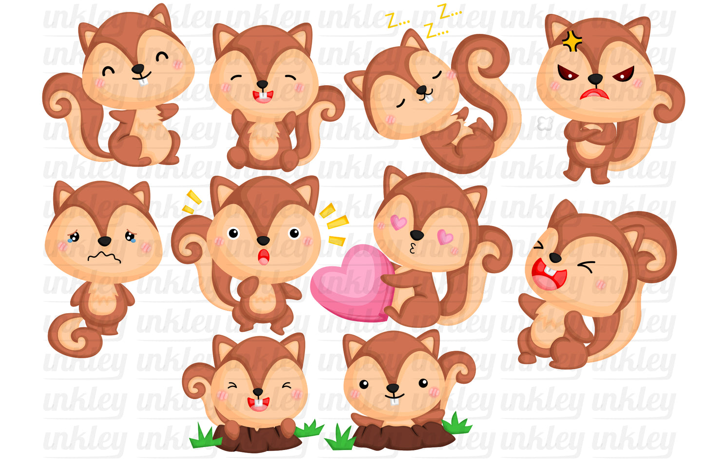 Emotional Squirrel Clipart - Cute Animal Clip Art