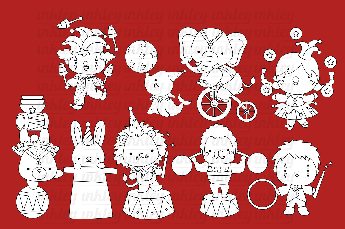Circus Carnival Clipart - Cute Circus Animal Coloring