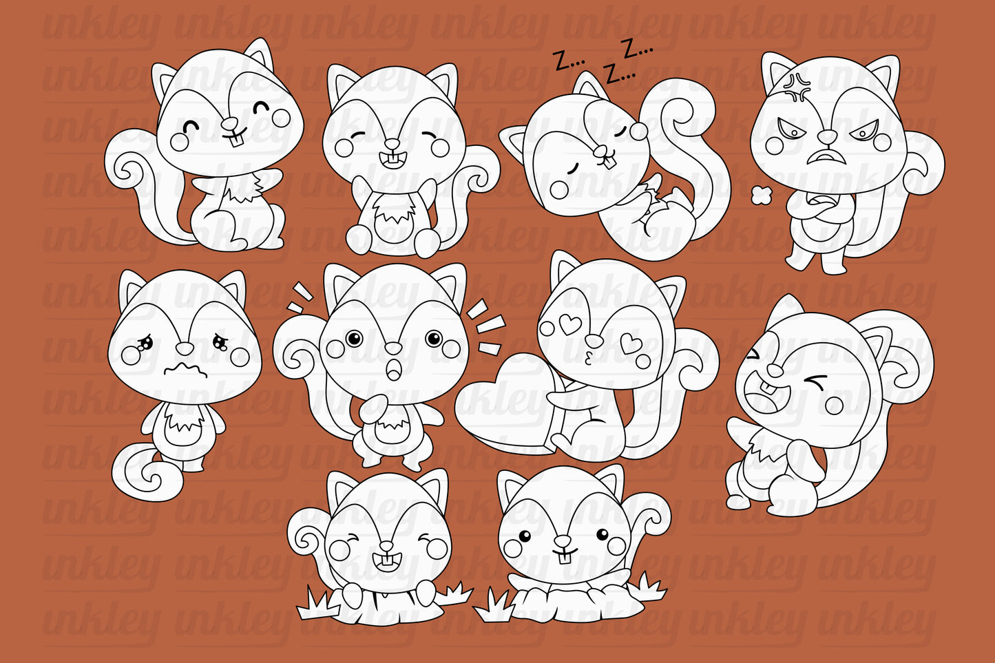 Emotional Squirrel Clipart - Cute Animal Clip Art Coloring