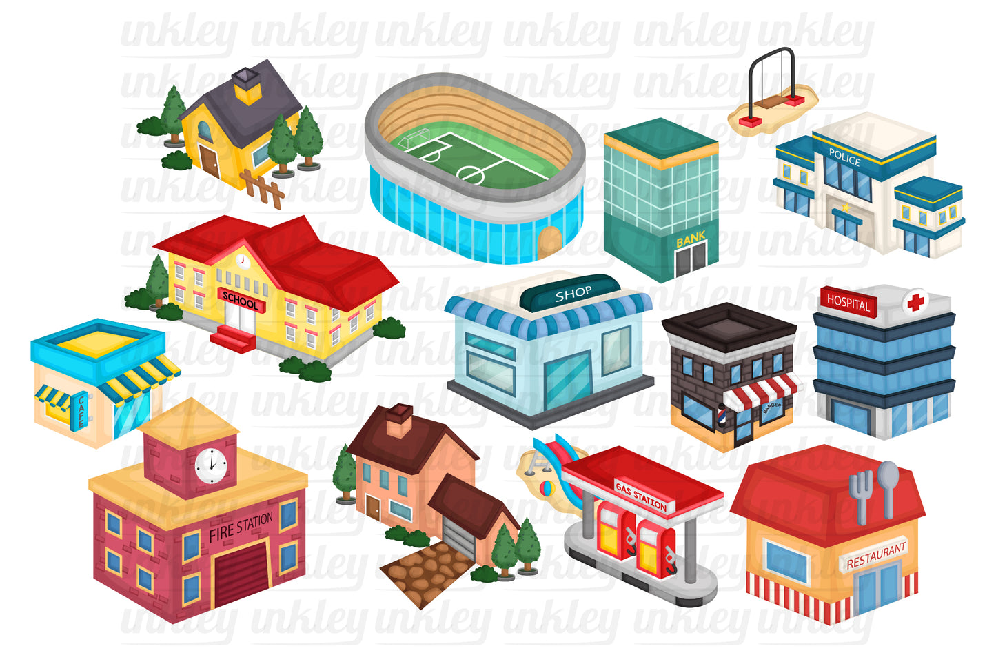 Buildings Clipart - Neighbourhood Clip Art