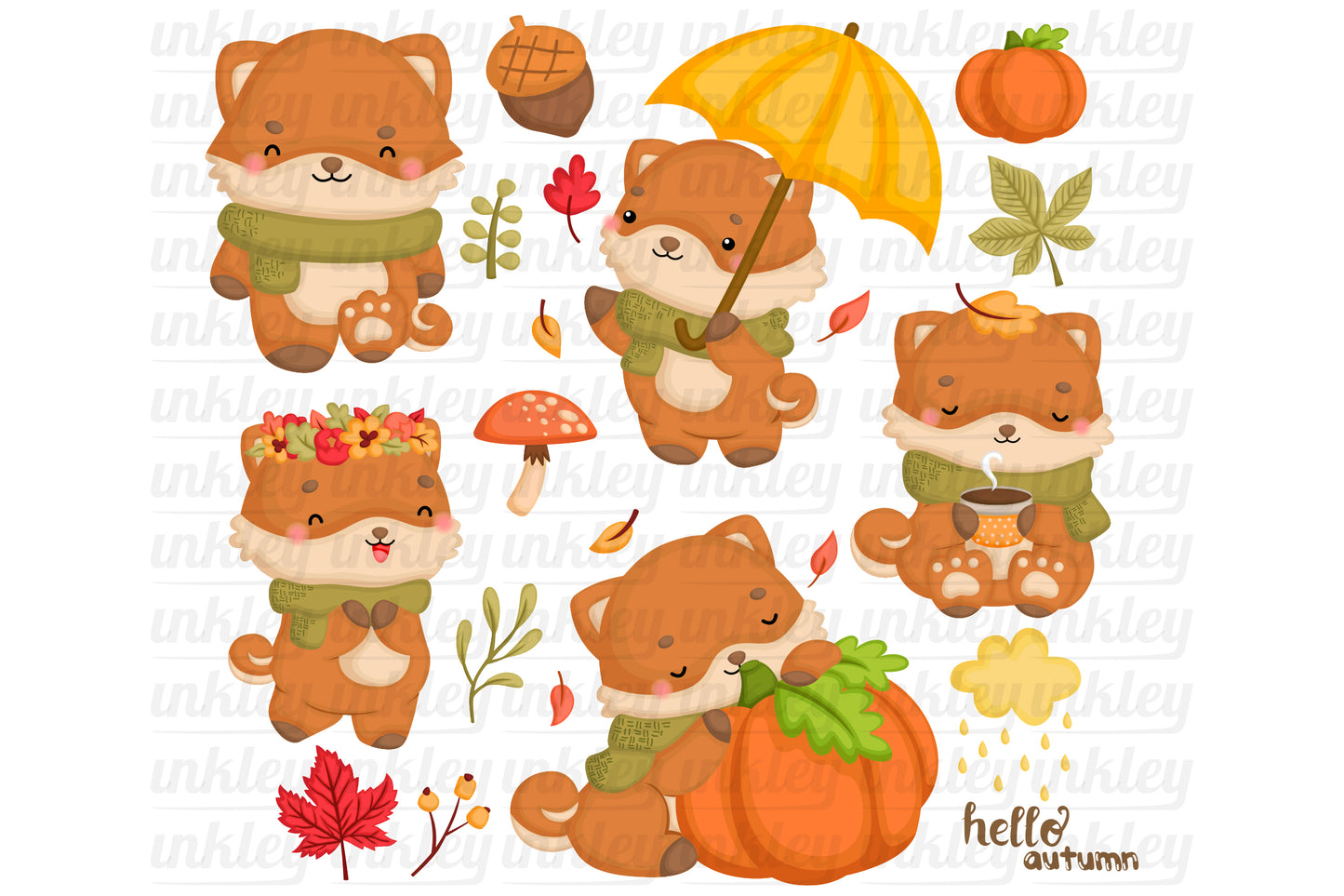 Cute Dog in Autumn Clipart - Autumn Clip Art