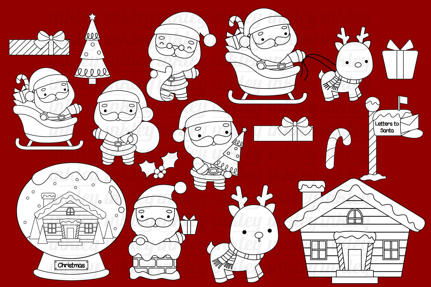 Doodle Cute Santa Christmas Coloring