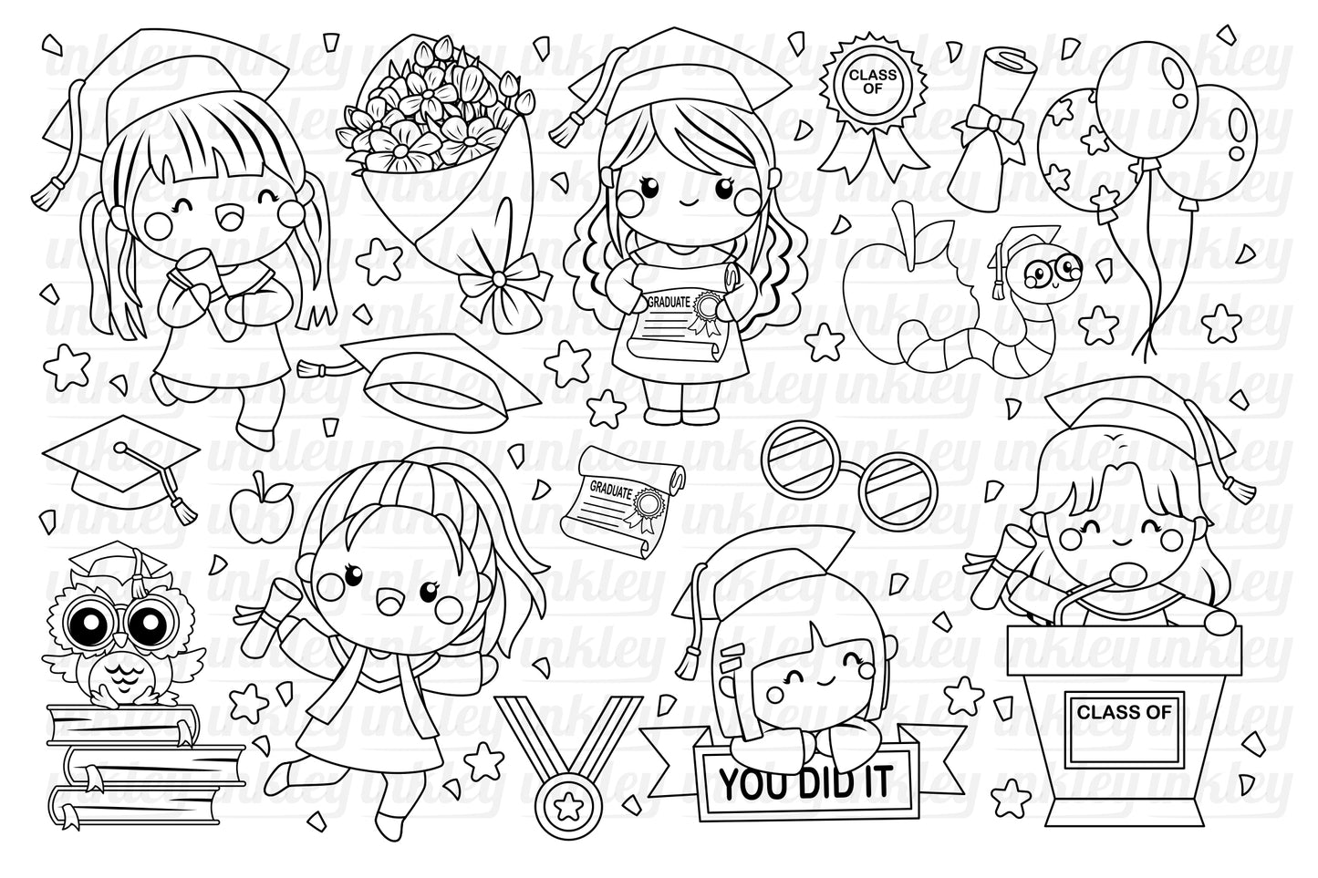 Girl Student and Graduation Clipart - School and University