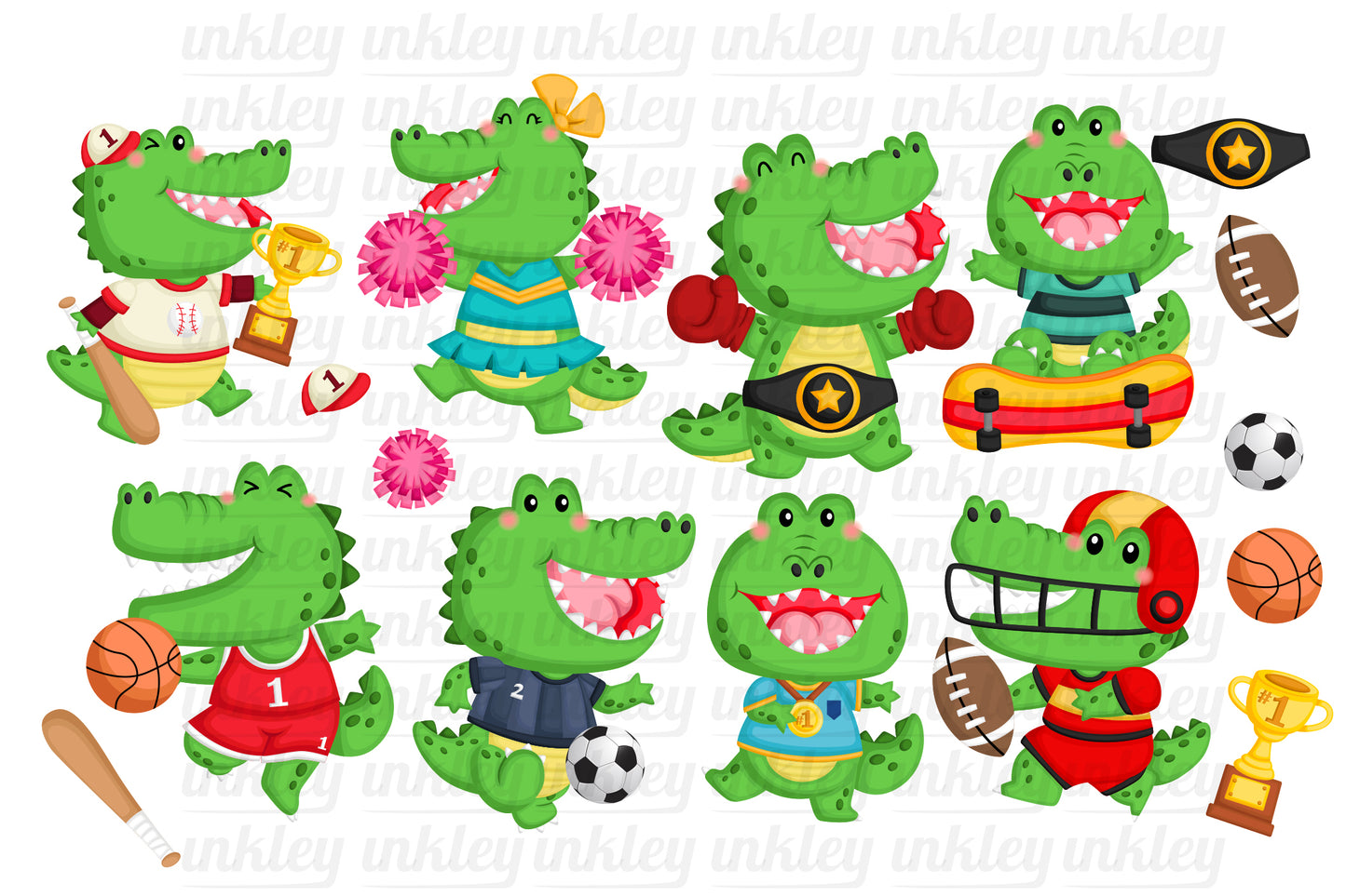 Cute Crocodile Sports Clipart - Cute Animal Clip Art