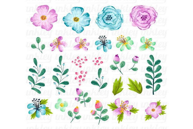 Blue Colored Flower Clipart - Flower Wreath Clip Art