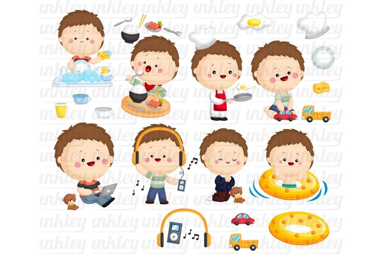 Boy Activity Clipart - Cute Kid Clip Art
