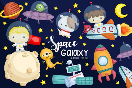 Galaxy and Space Clipart - Space and Exploration