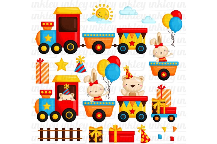Birthday Train Clipart - Cute Animal Clip Art