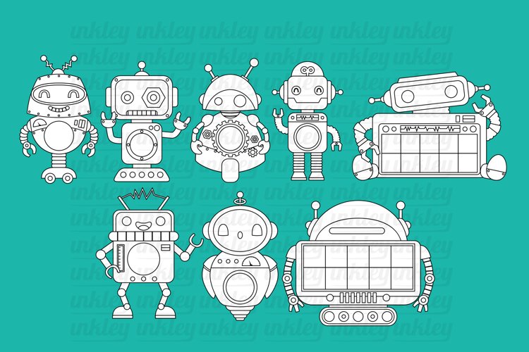 Black and White Coloring Robots