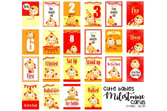Baby Milestone Card Clipart - Cute Babies Clip Art