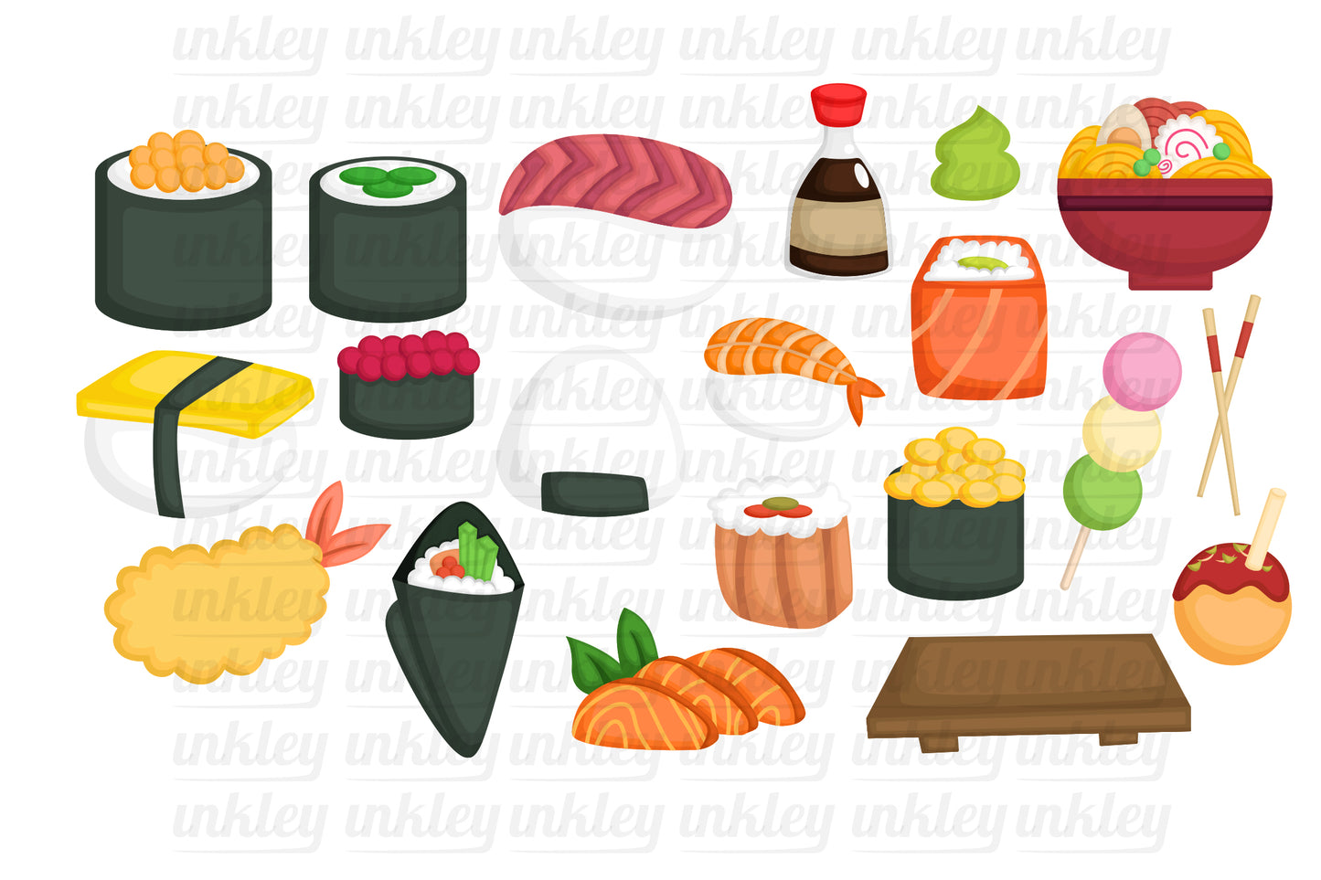 Japan Sushi and Snacks Clipart - Cute Food Clip Art