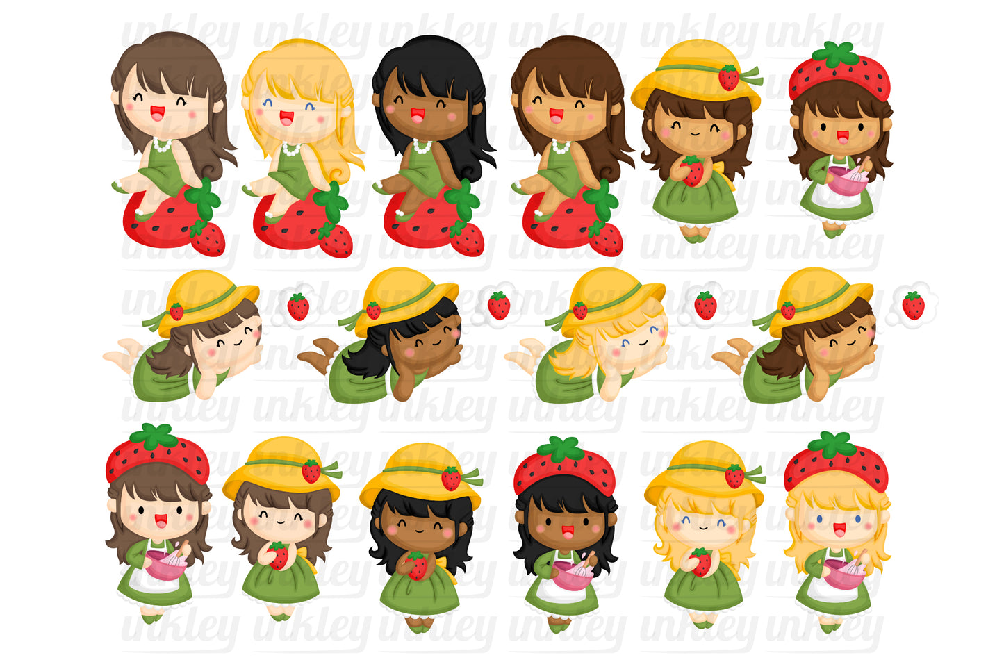 Strawberry Girl Clipart - Kids and Food Clip Art