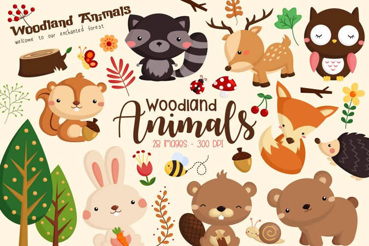 Woodland Animal Clipart - Cute Forest Animal Clip Art