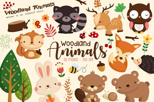 Woodland Animal Clipart - Cute Forest Animal Clip Art