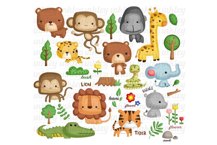 Cute Jungle Animal Clipart - Wild Animal Clip Art