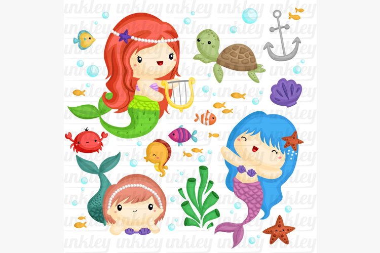 Mermaid Under The Sea Clipart - Fish and Underwater