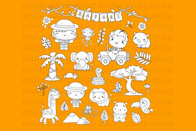 Black and While Coloring Safari Animals