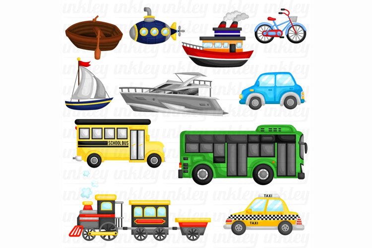 Transportation Vehicle Clipart - Land and Sea