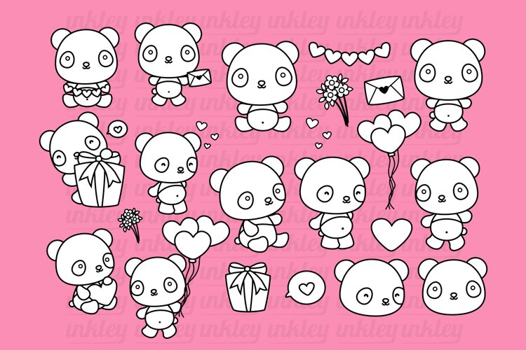 Black and White Coloring Panda in Love