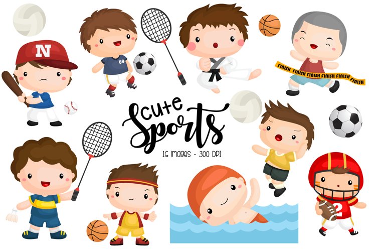 Sport and Boys Clipart - Cute Kids Clip Art