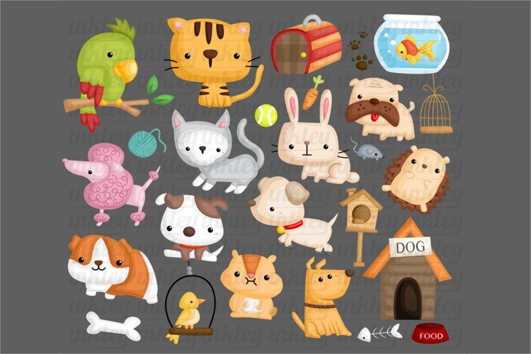 Home Pet Animal Clipart - Dog and Cat Clip Art