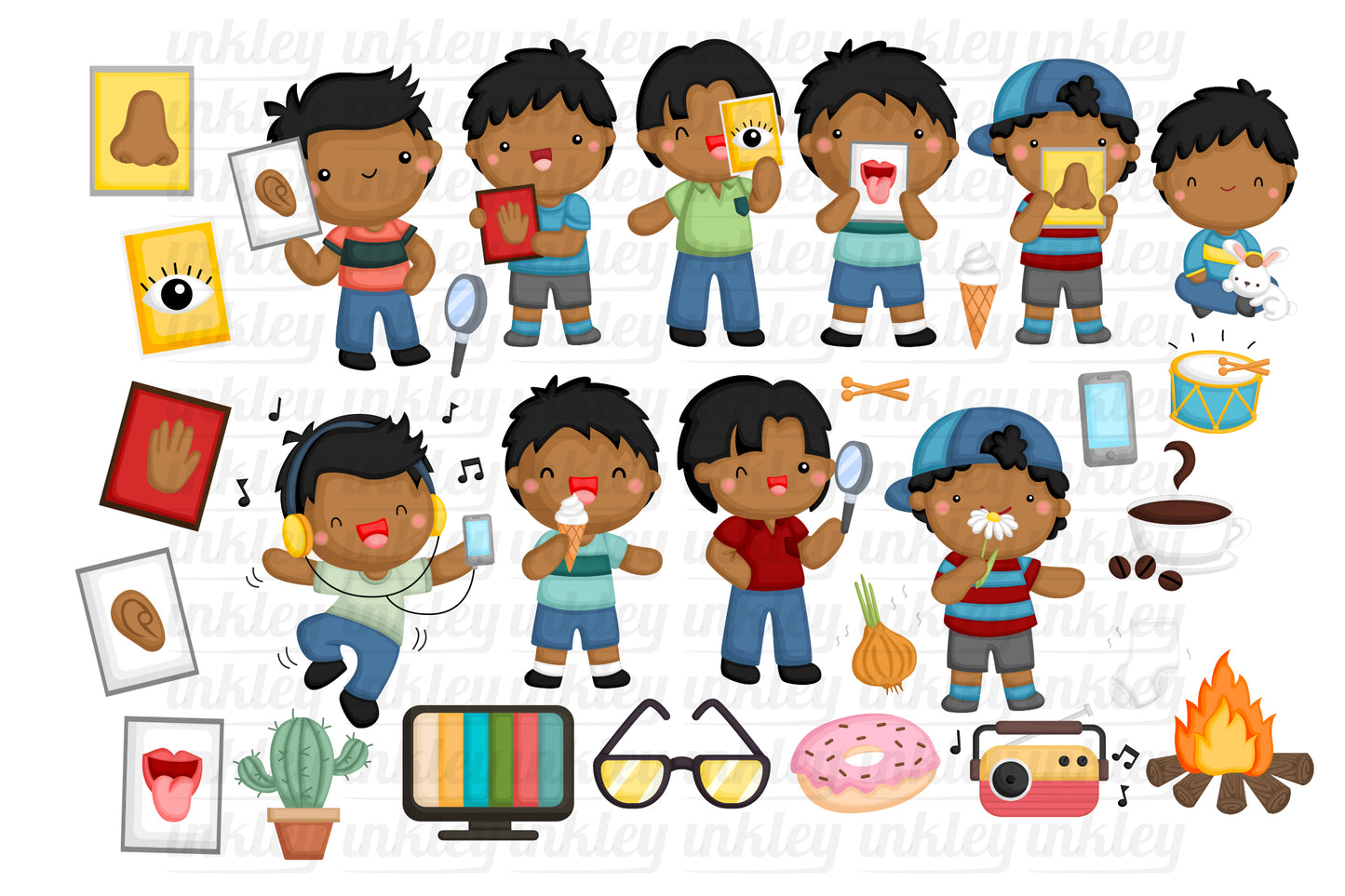 Five Senses Clipart - Kids Clip Art Boy