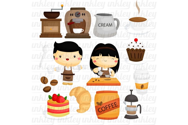 Coffee in Cafe Clipart - Barista Clip Art