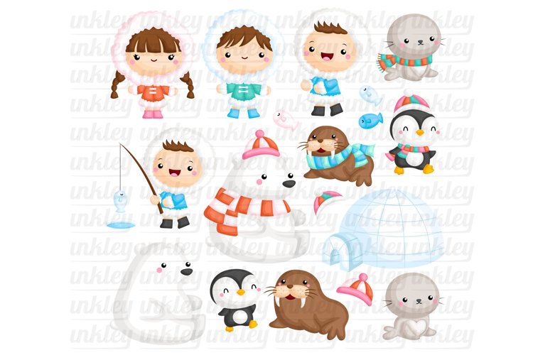 Cute Eskimo Kids Clipart - Cute Animal Clip Art