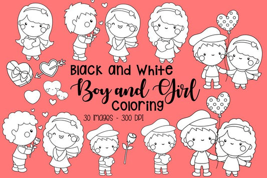 Black and White Coloring Couple