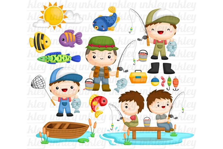 Fisherman Fishing Clipart - Cute Kids Clip Art