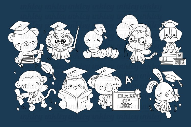 Black and White Coloring Animals Graduation