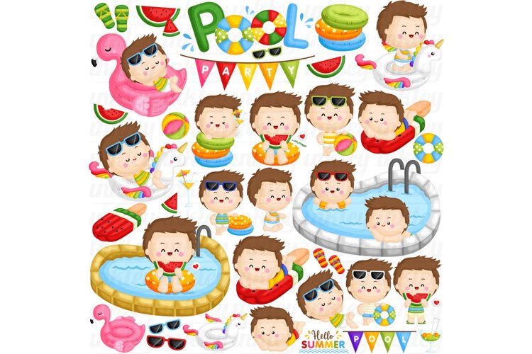 Pool Party Clipart - Cute Kids Clip Art