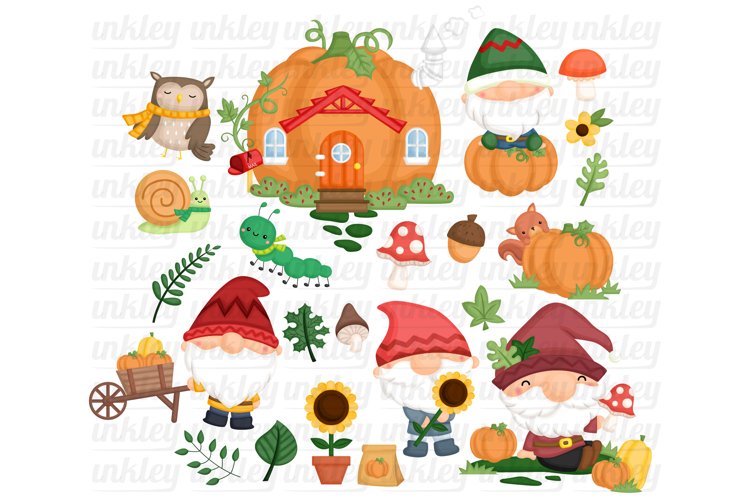 Pumpkin Gnome Clipart - Vegetable Clipart