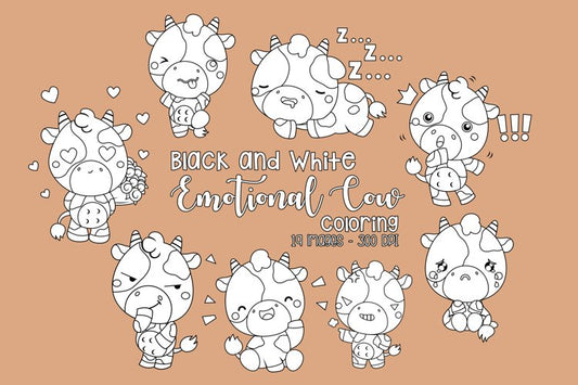 Black and While Coloring Cow