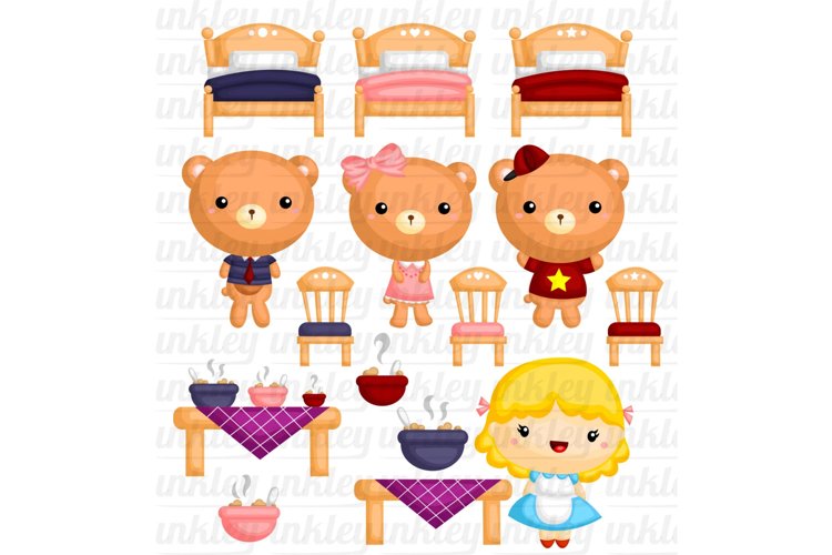 Goldilock and Three Bear - Kids Story Clip Art