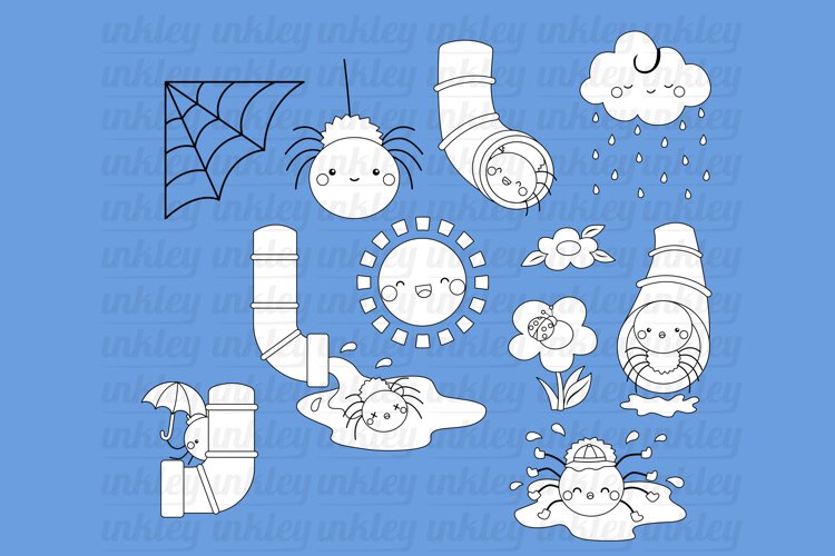 Black and White Coloring Itsy Bitsy Spider