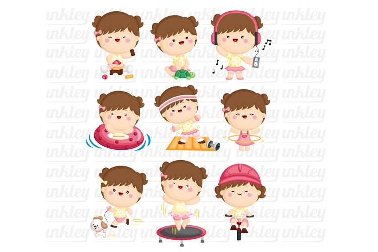 Girl Activity Clipart - Cute Kid Clip Art