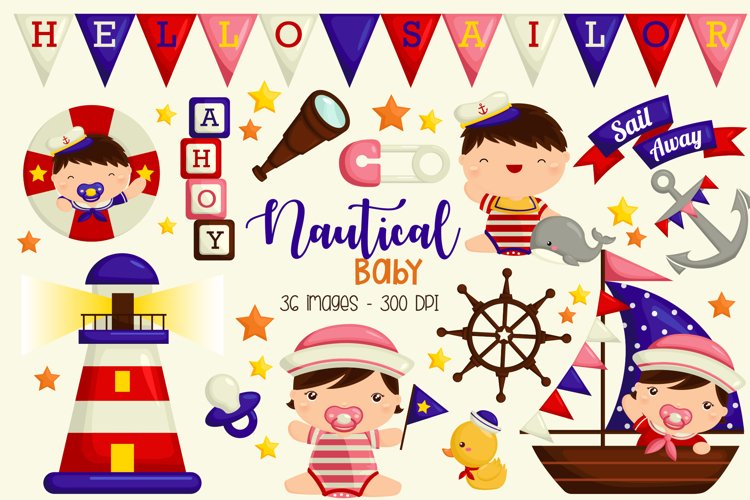 Baby Boy Sailing Clipart - Sealife Clip Art