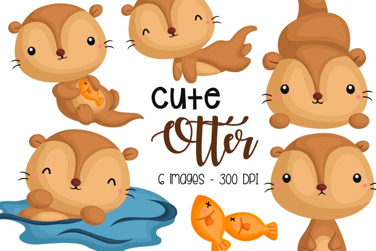 Cute Otter Clipart - Cute Animal Clip Art