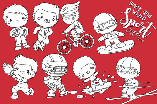 Black and White Coloring Sports