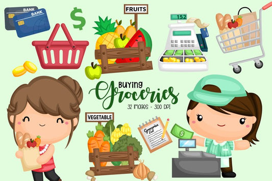 Buying Grocery Clipart - Cash Register Cashier Clip Art