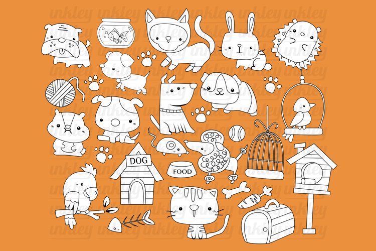 Black and White Coloring Home Pet Animal Clipart
