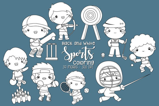 Black and White Coloring Sport