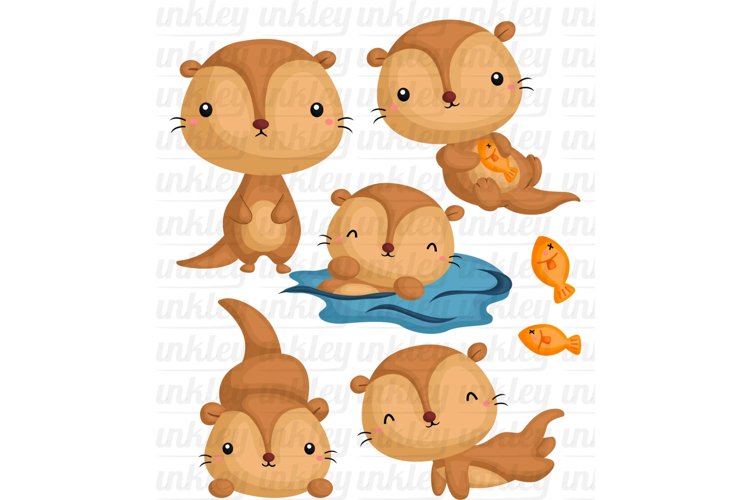 Cute Otter Clipart - Cute Animal Clip Art