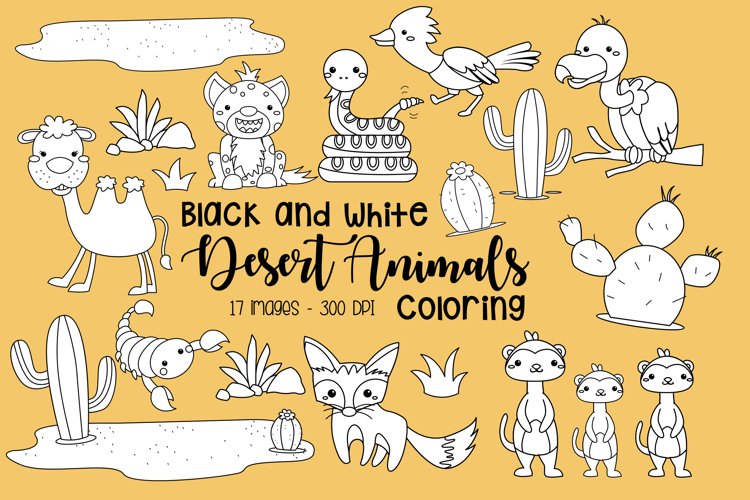 Black and White Coloring Desert Animal