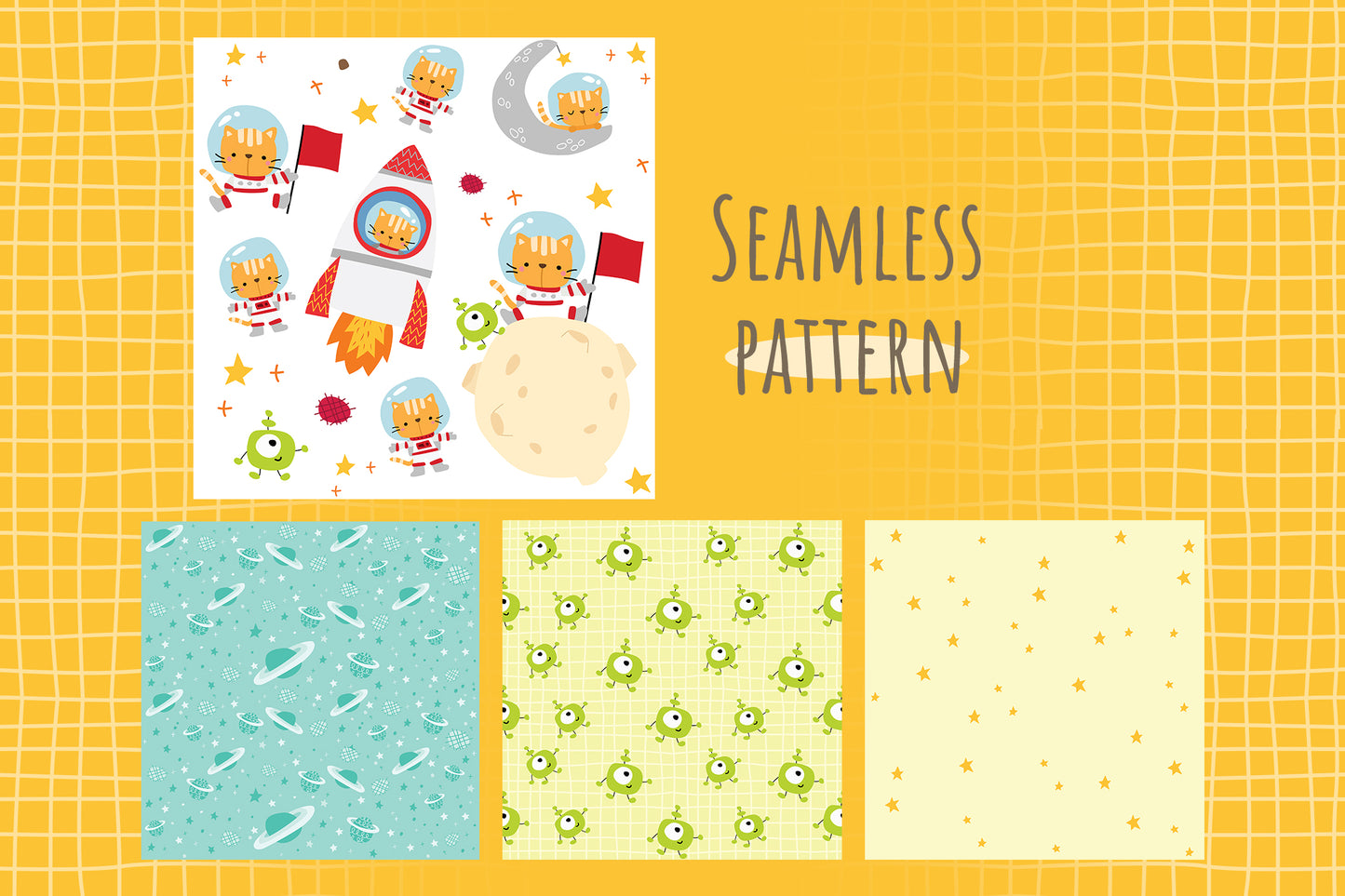 Cat in Space Clipart Design Bundle