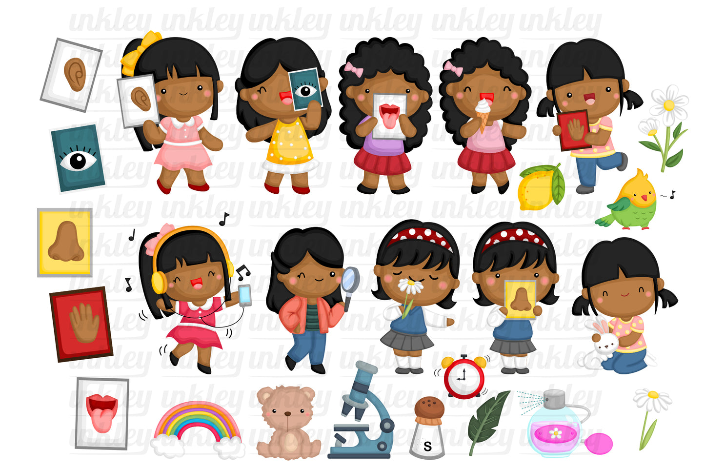Five Senses Clipart - Kids Girl Clip Art