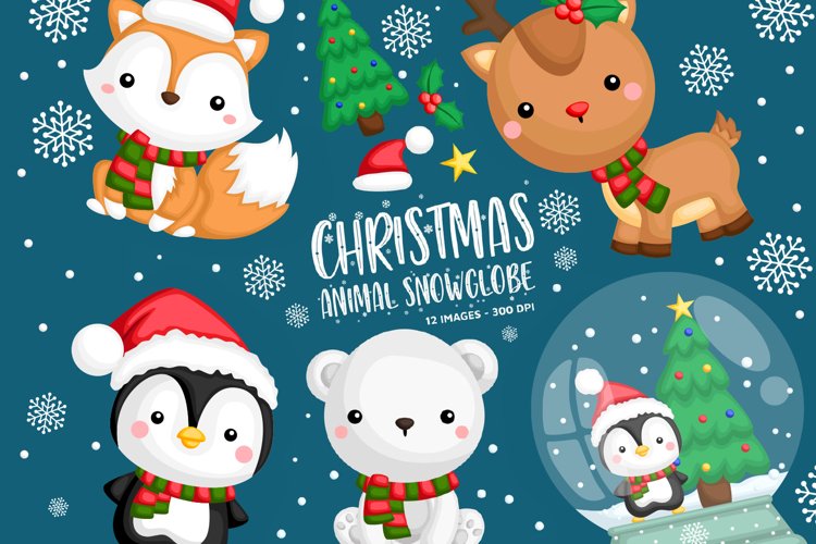 Cute Animal in Winter Clipart - Winter Animal Clip Art
